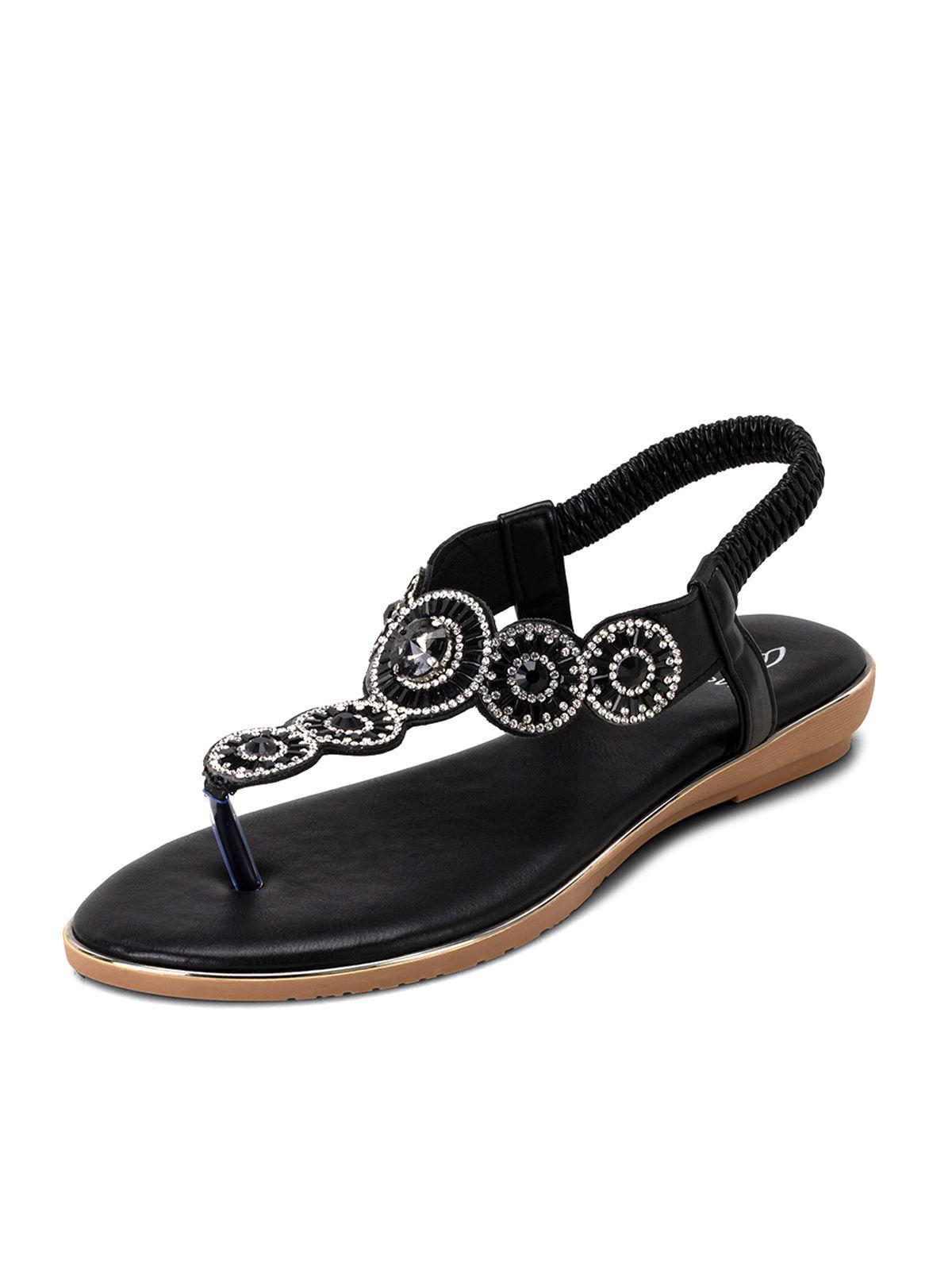 Sandalia Plana Negro Casual JS57 Weide-0