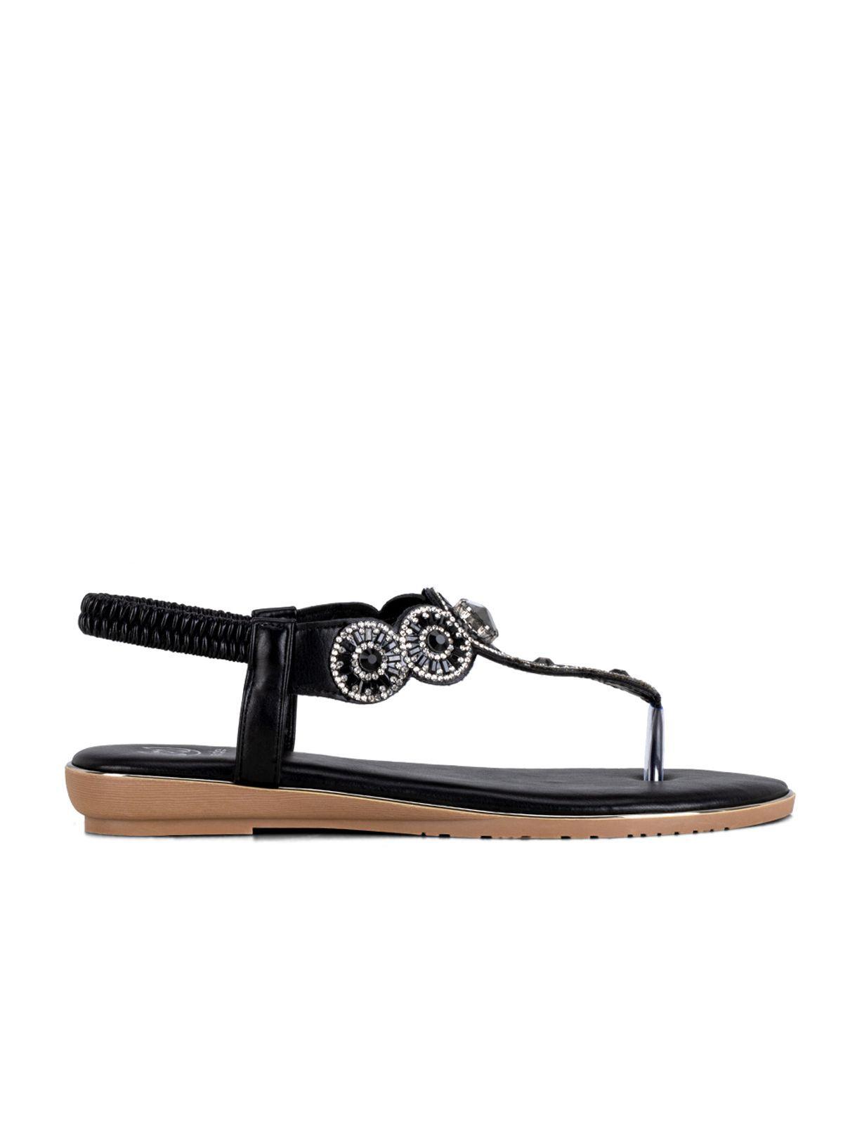 Sandalia Plana Negro Casual JS57 Weide-1