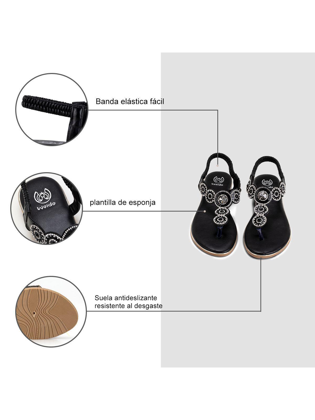 Sandalia Plana Negro Casual JS57 Weide-5