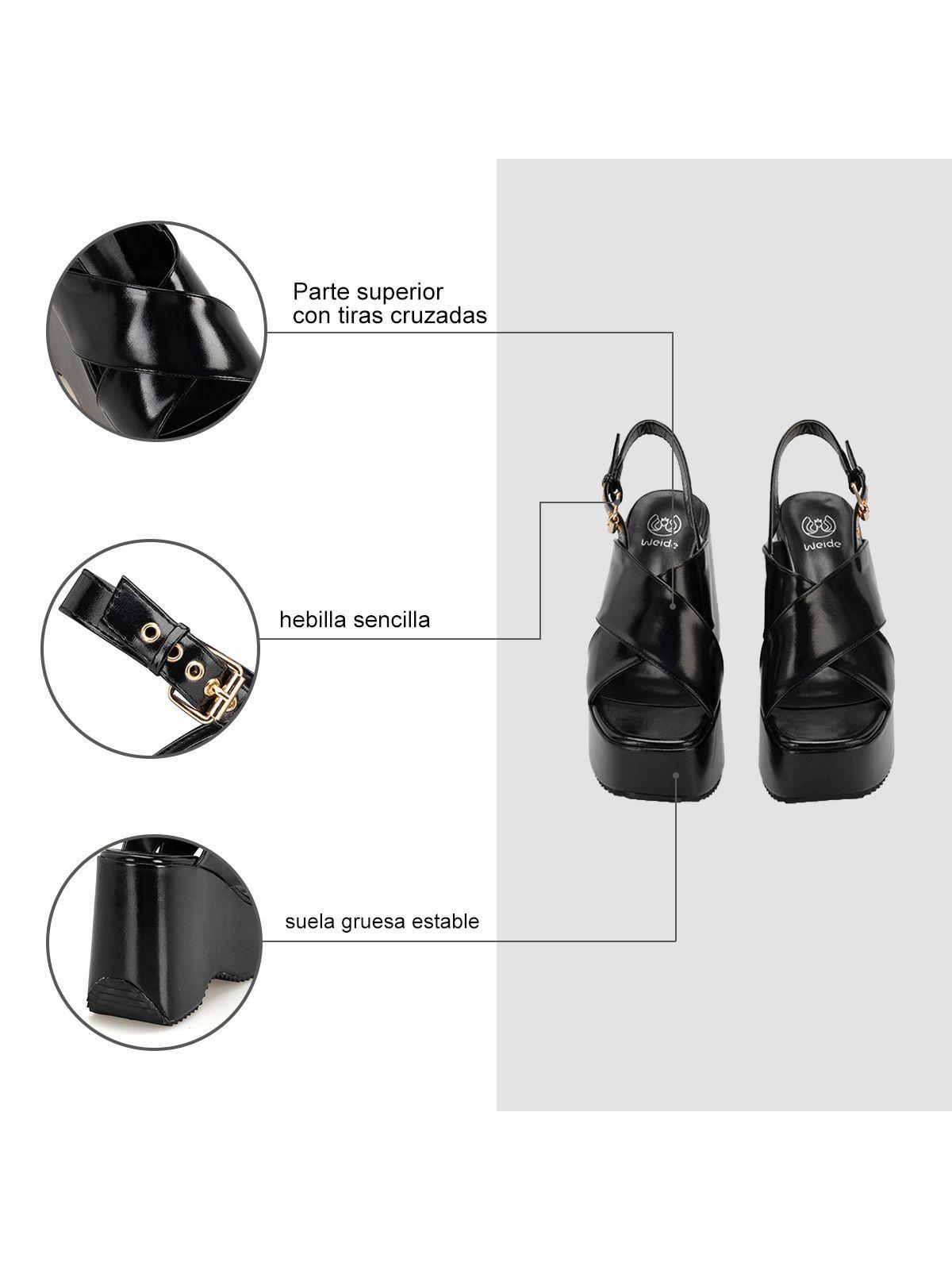 Sandalia Plataforma Negro Fiesta LT106 Weide-5