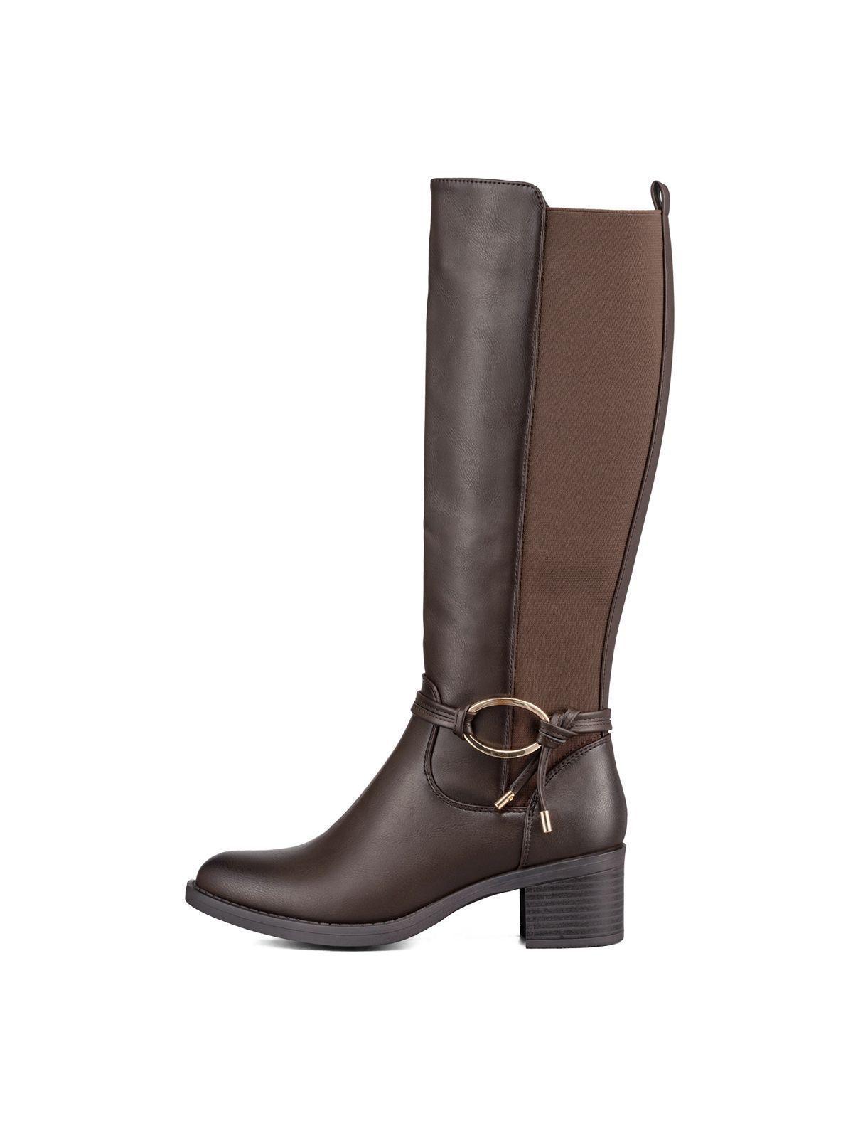 Bota Larga Mujer Casual Eco Cuero Tacon Grueso Weide ZS71-4