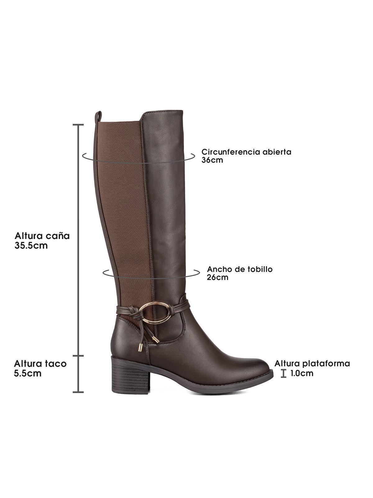 Bota Larga Mujer Casual Eco Cuero Tacon Grueso Weide ZS71-6