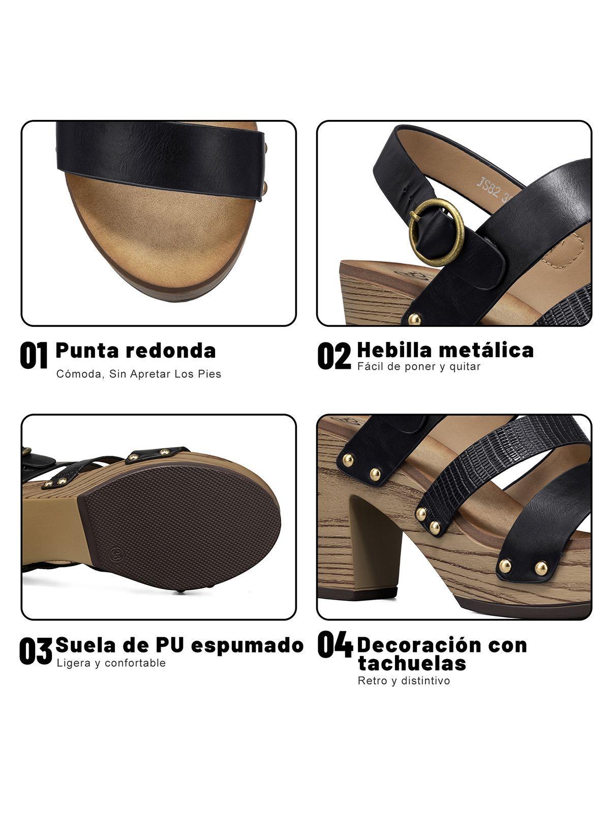 Sandalia Vintage Casual Taco Grueso Mujer Weide JS82-7