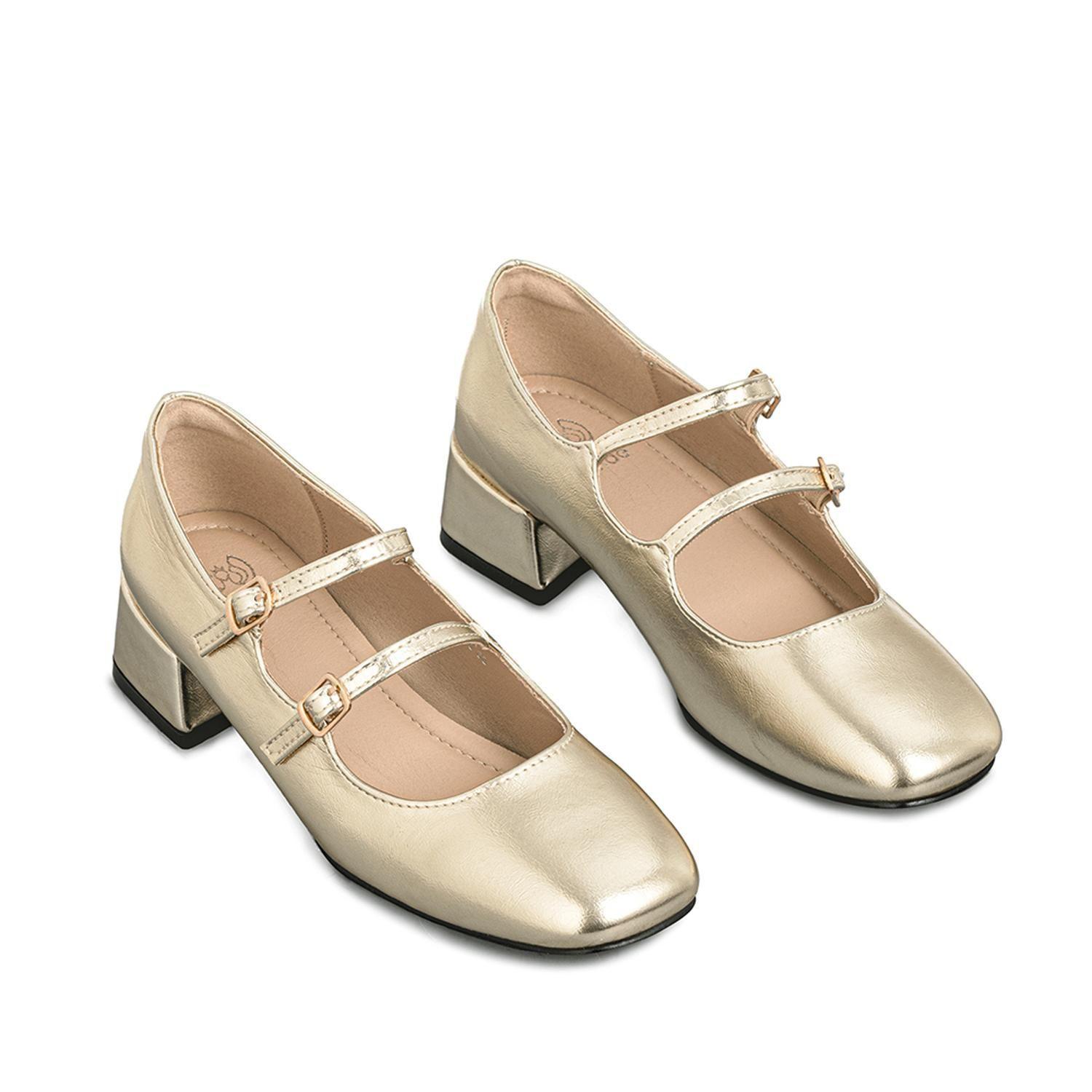 Zapatos Mary Jane Charol  Dorado Taco Mujer Weide YL66-2