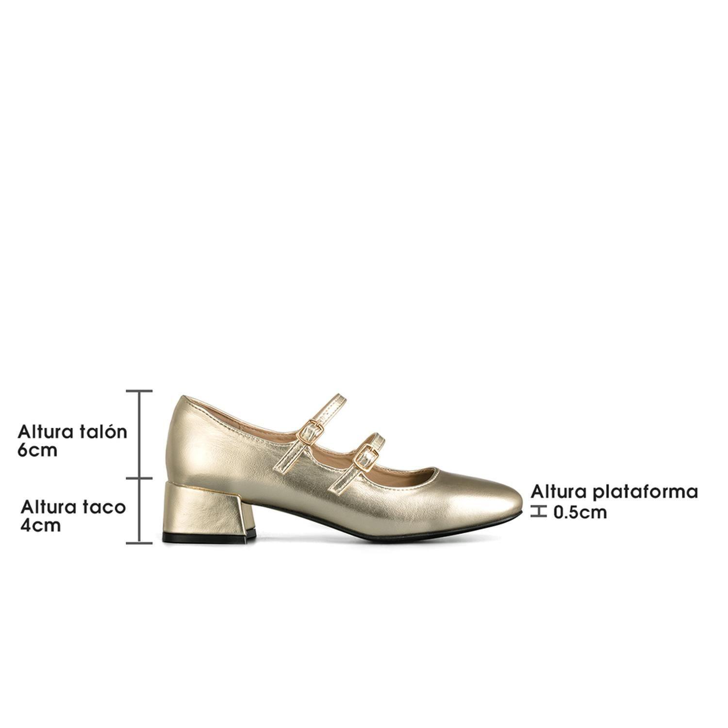 Zapatos Mary Jane Charol  Dorado Taco Mujer Weide YL66-4