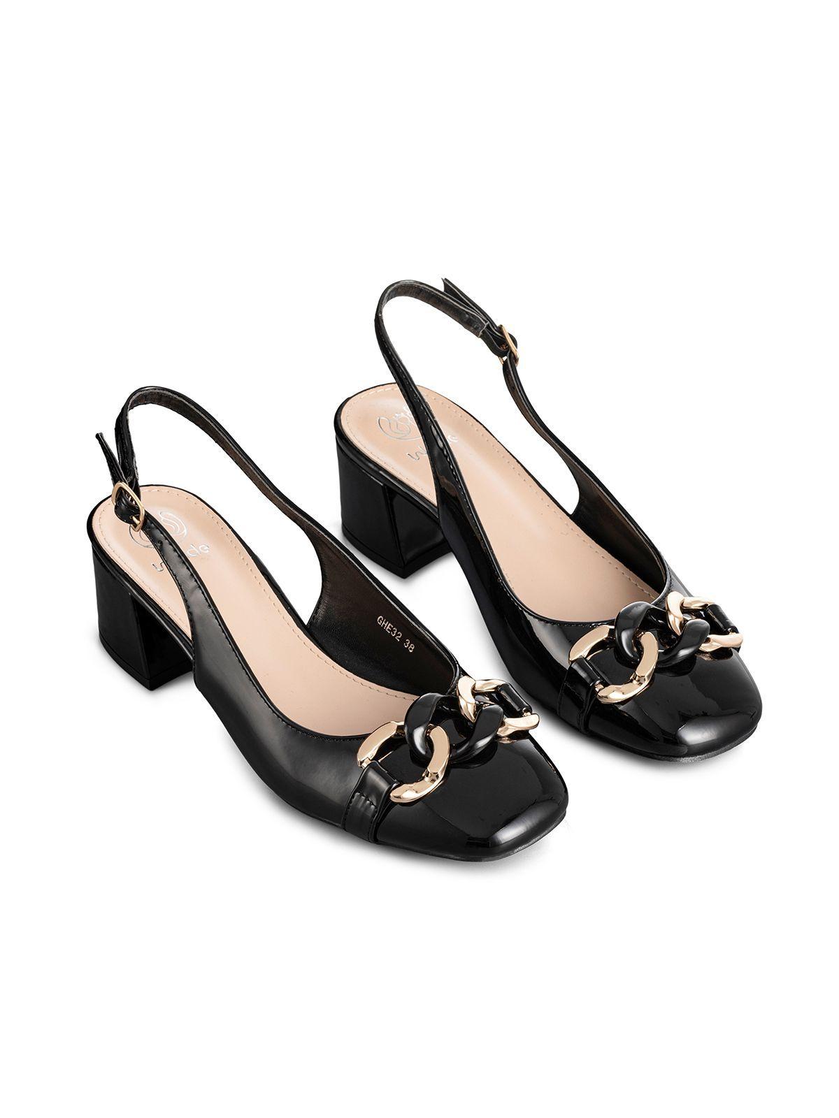 Zapatos Taco Casual Mujer Vintage Charol Hebilla Weide GHE32-2