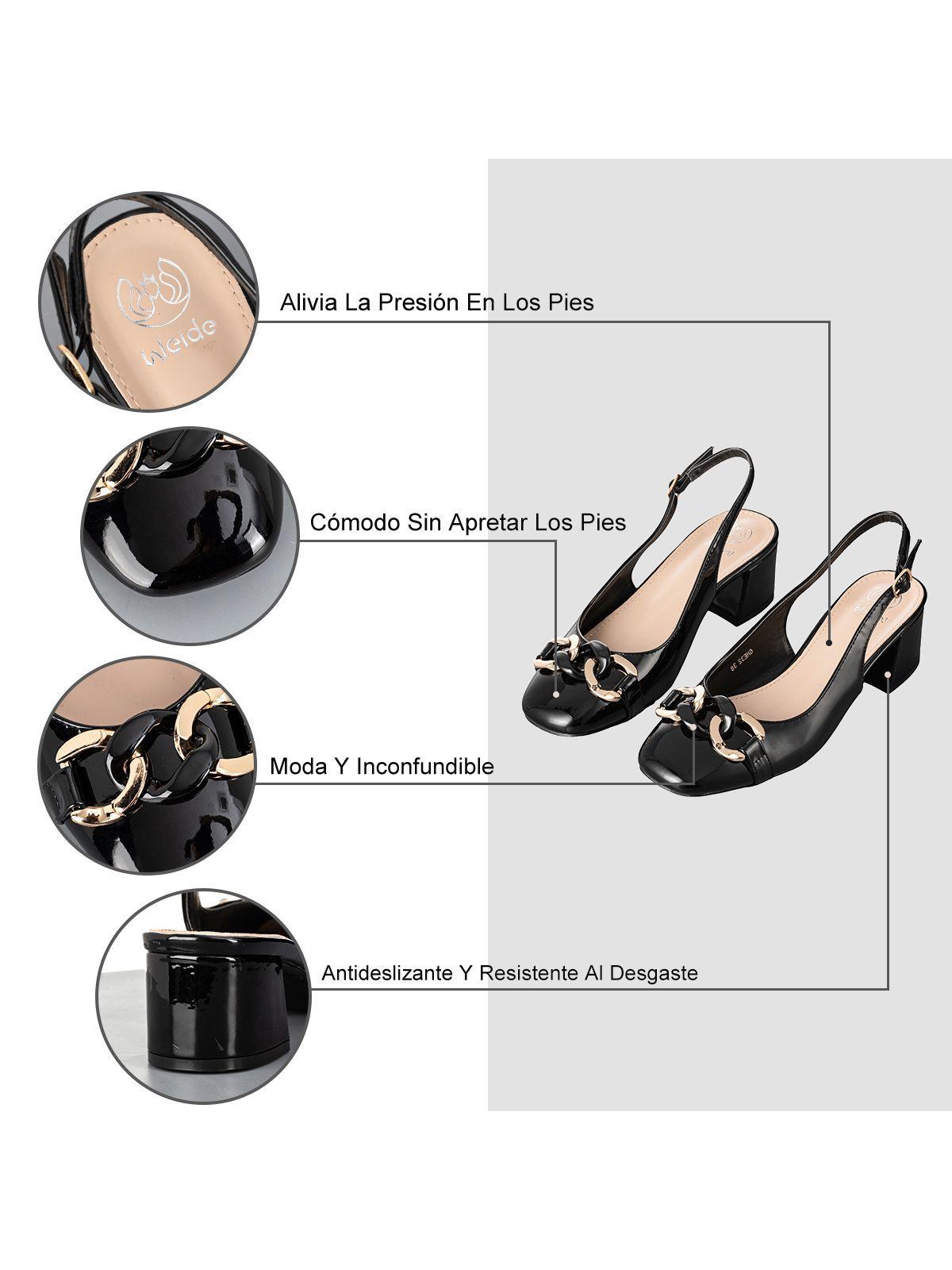 Zapatos Taco Casual Mujer Vintage Charol Hebilla Weide GHE32-5