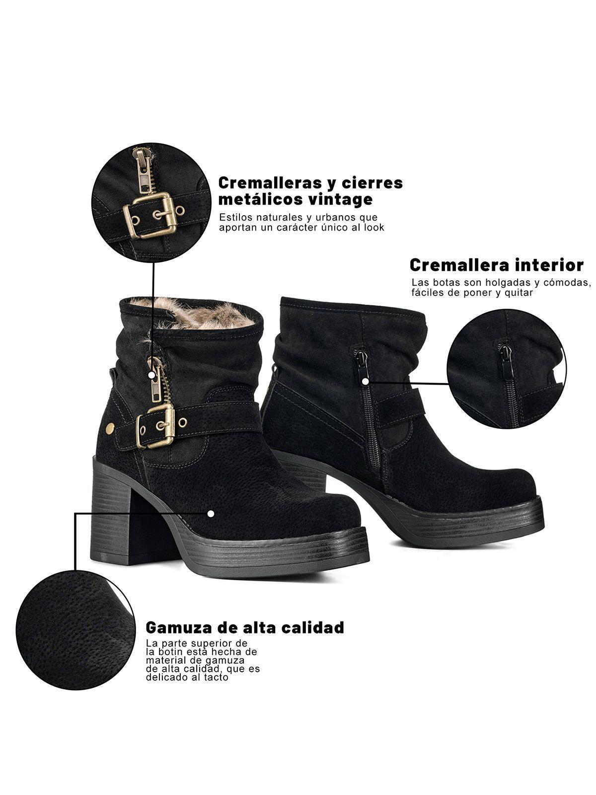 Botin Casual Mujer Taco Grueso Con Felpa Comodo Weide CZY608-7