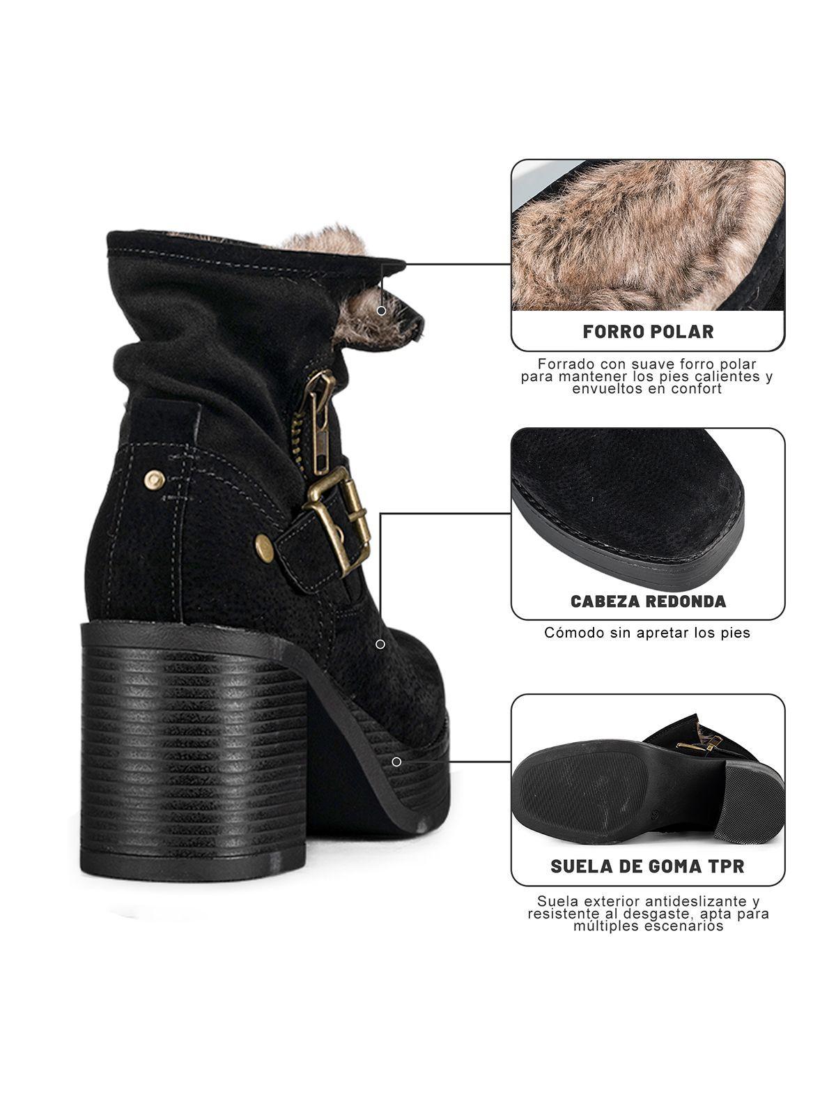 Botin Casual Mujer Taco Grueso Con Felpa Comodo Weide CZY608-8