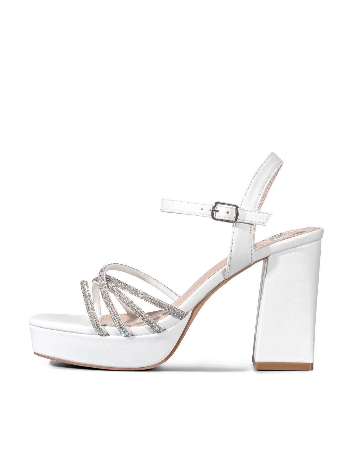 Sandalia Eco Cuero Taco Blanco Fiesta Mujer Weide YOU205-5