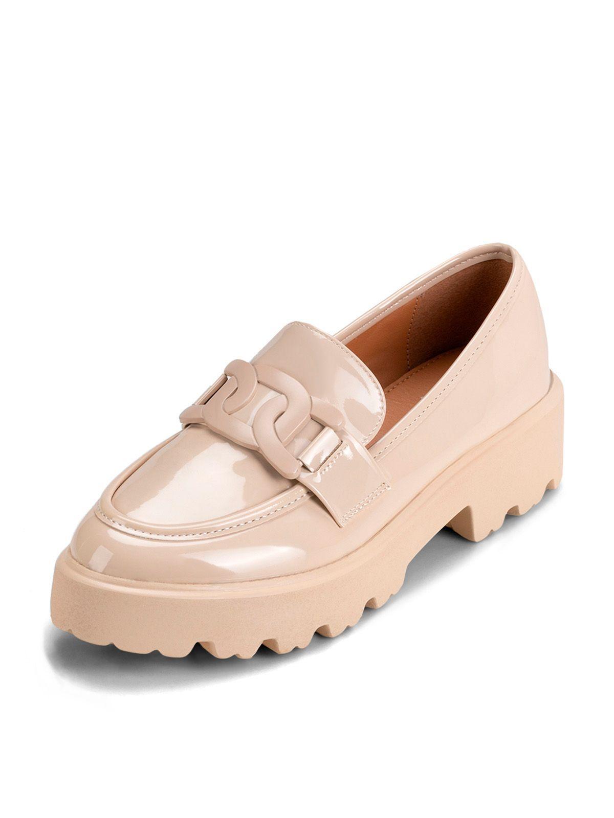 Mocasín Charol Plataforma Beige Casual Mujer Weide QIU288-0