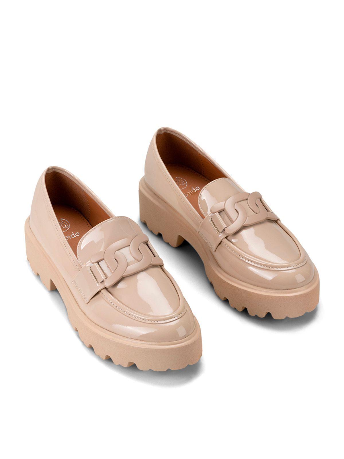 Mocasín Charol Plataforma Beige Casual Mujer Weide QIU288-5