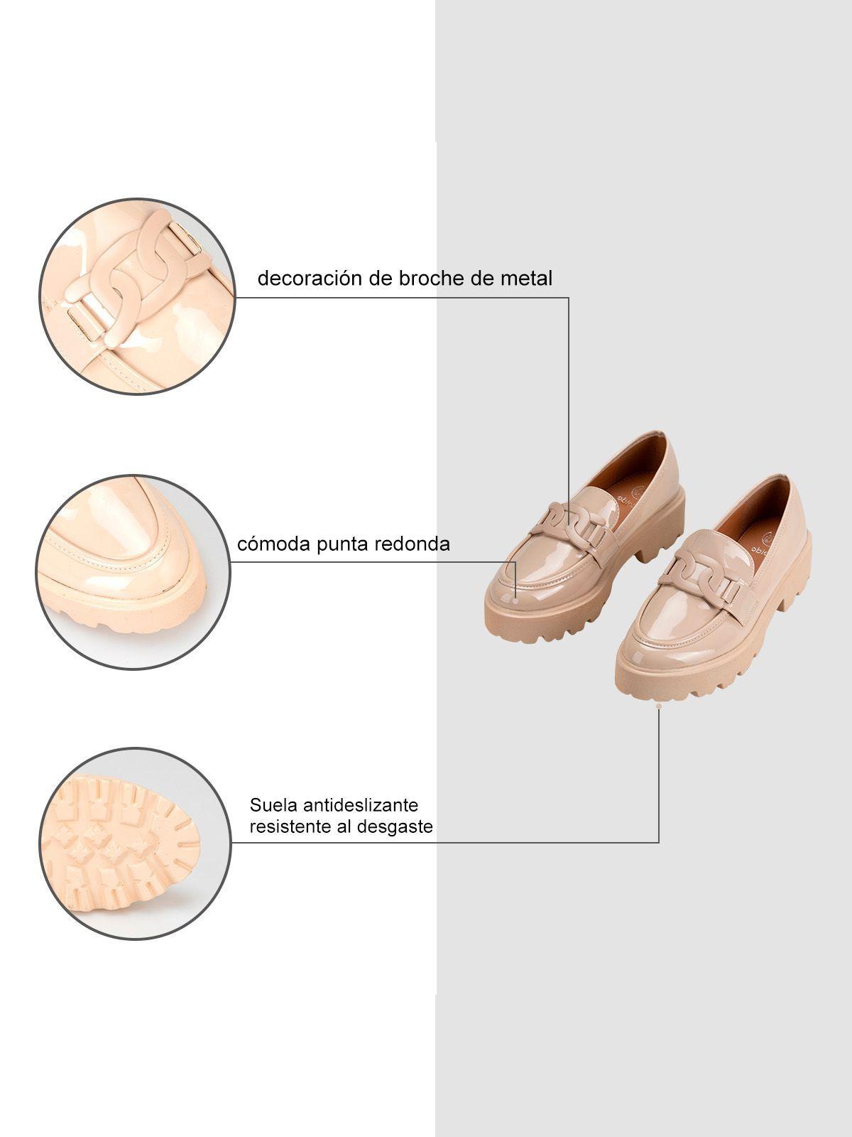 Mocasín Charol Plataforma Beige Casual Mujer Weide QIU288-7