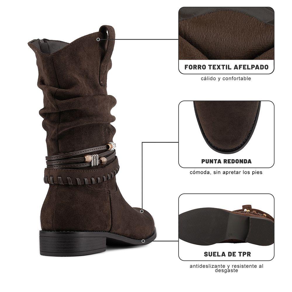 Bota Taco Mujer Outdoor PU Textil Weide HX53-8