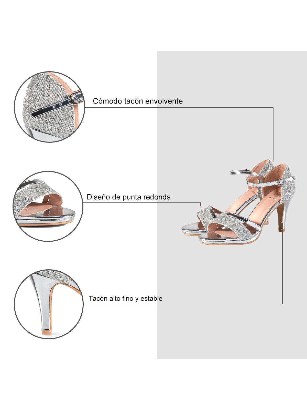 Sandalia Taco Plateado Fiesta QIU285 Weide-5