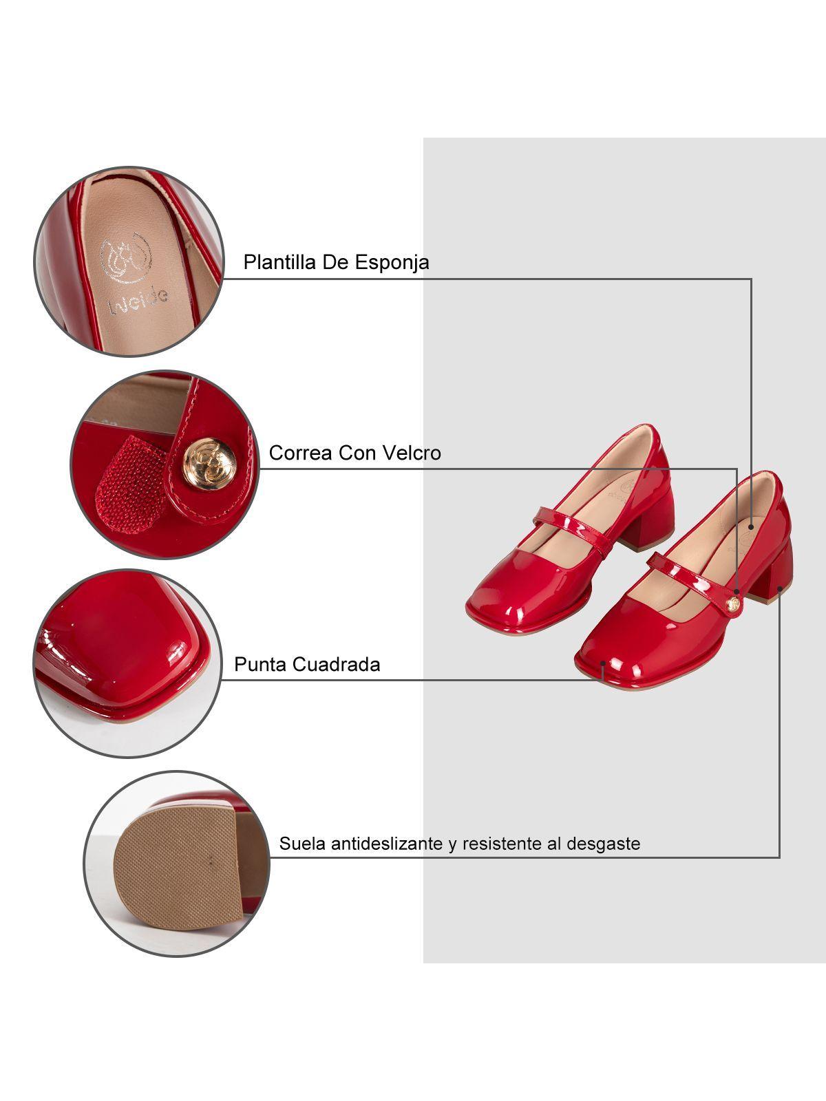 Zapato Mary Jane Burdeo Charol Elegante Mujer Weide YL56-5