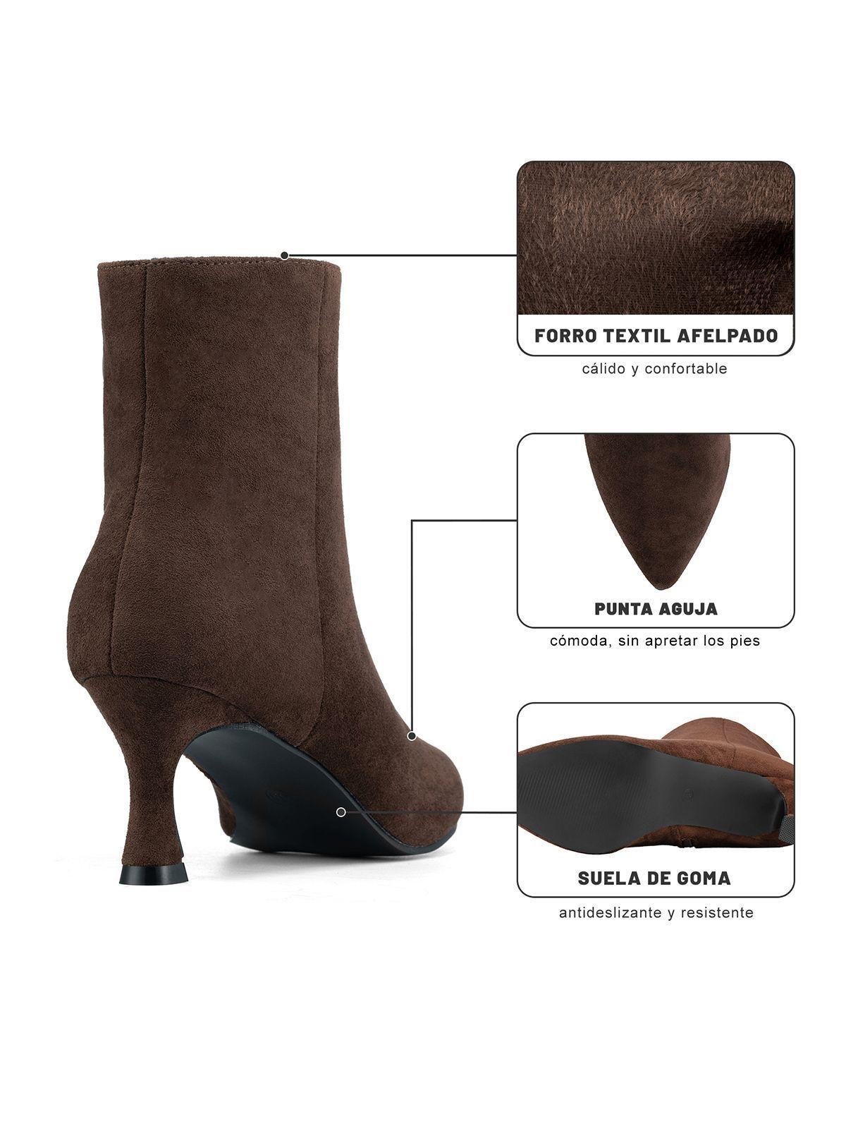 Botín Taco Alto Mujer Casual PU Textil Weide QIU500-8