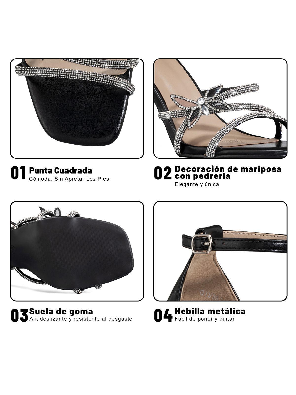 Sandalia Fiesta Taco Stiletto Pedrería Mujer Weide QIU382-8