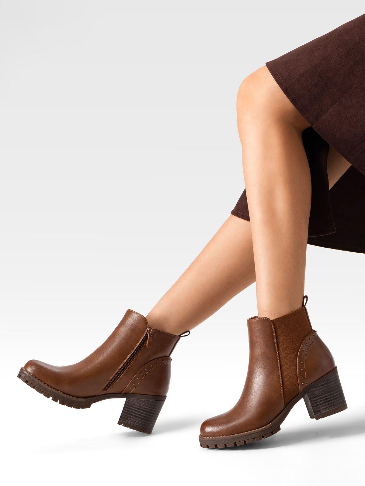 Botin Casual Mujer Vintage Eco Cuero Tacon Alto Weide QBM17-1