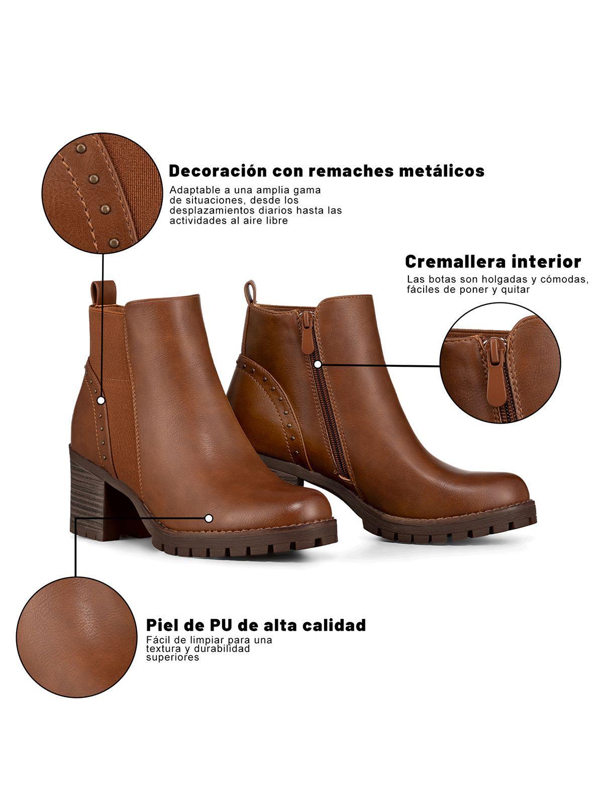 Botin Casual Mujer Vintage Eco Cuero Tacon Alto Weide QBM17-7