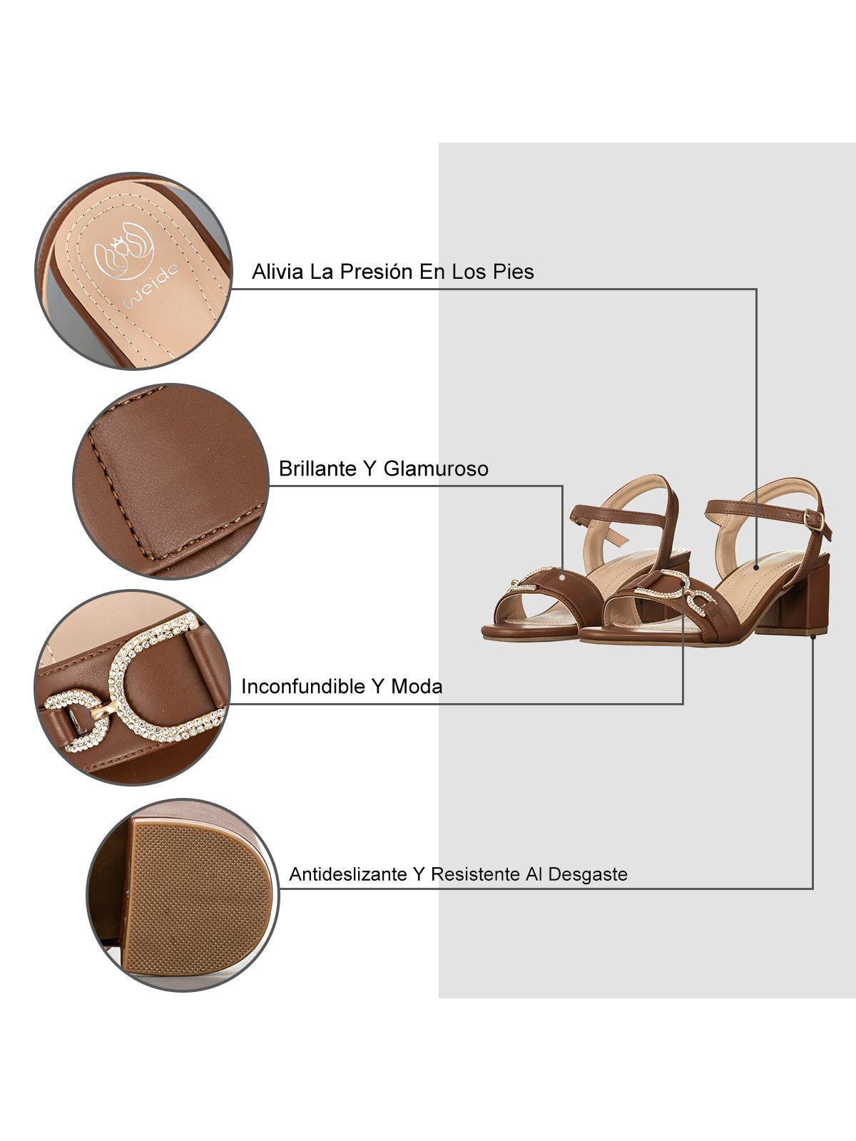 Sandalias Chalas Casual Mujer Taco Grueso Charol Weide JS71-5