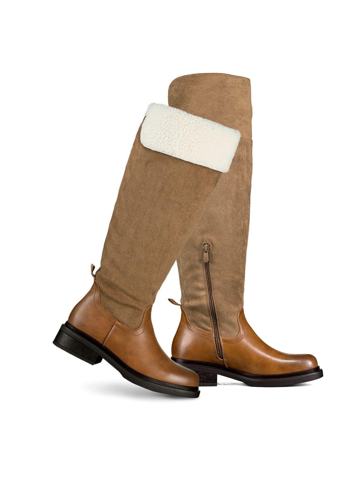 Bota Larga Mujer Moda Gamuza Con Felpa Vintage Weide CZY601-6