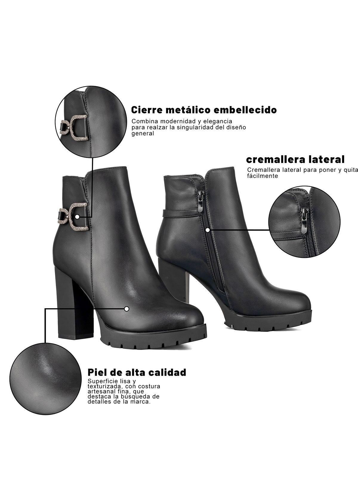 Botin Casual Mujer Eco Cuero Tacon Grueso Vintage Weide ZS62-7