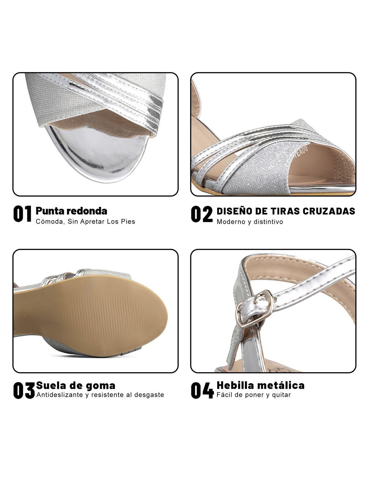 Sandalia Taco Plateado Fiesta QIU257 Weide-7