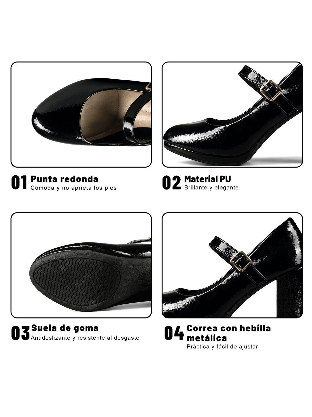 Zapatos Taco PU Acharolado Mujer Cuadrado Weide TFA318-4