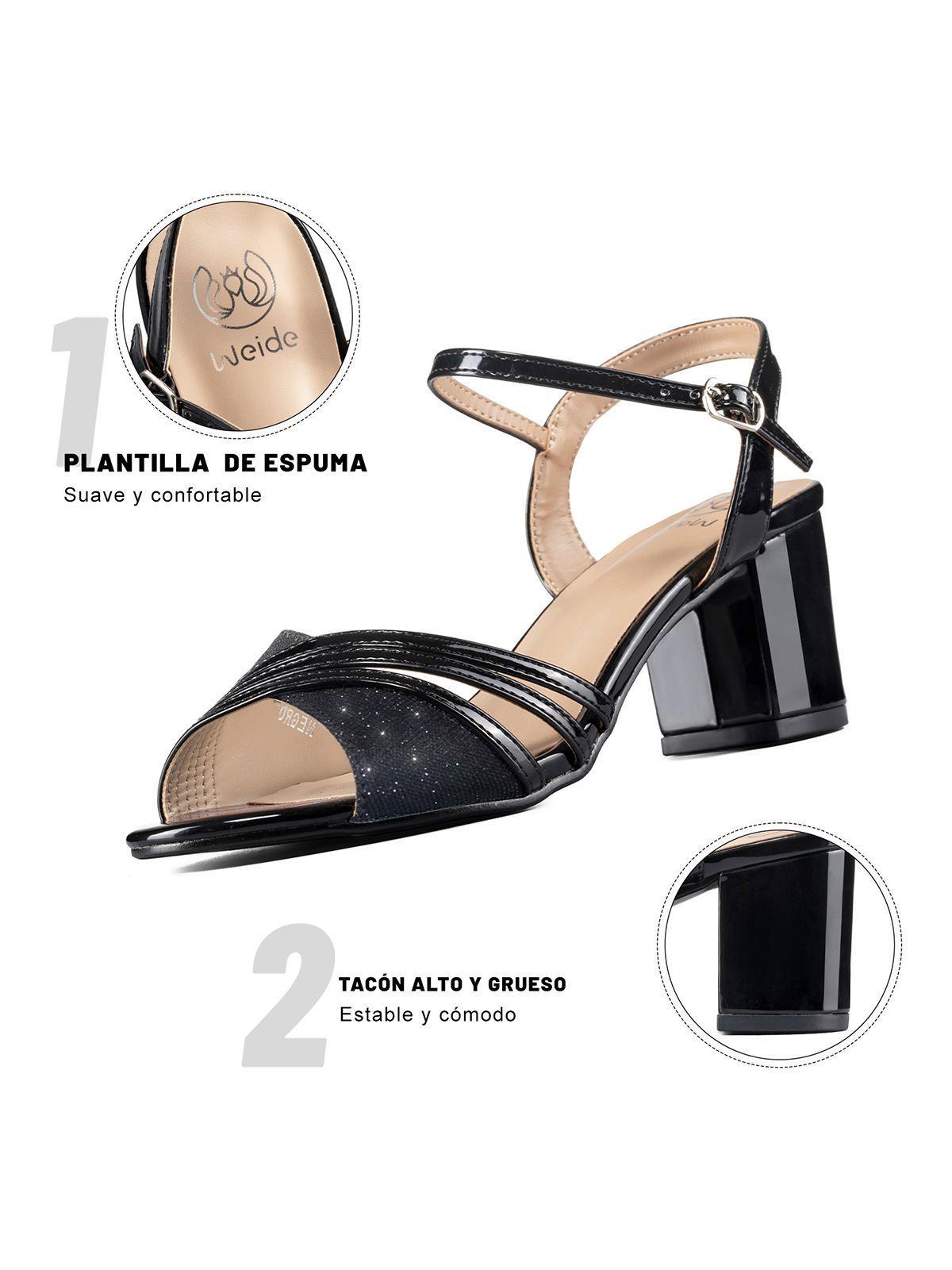 Sandalia Taco Negro Fiesta QIU257 Weide-6