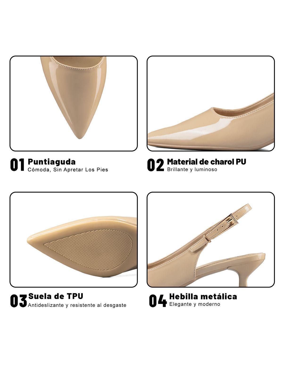Zapato Taco Talón Abierto Simil Charol Mujer Weide GHE37-8