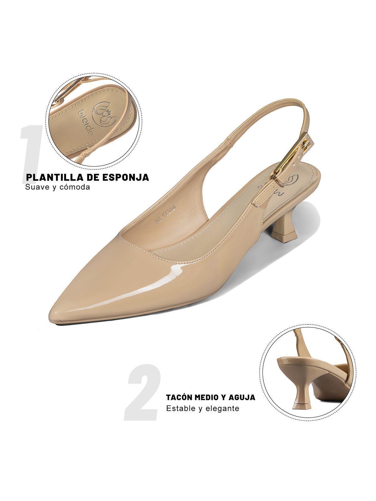 Zapato Taco Talón Abierto Simil Charol Mujer Weide GHE37-9
