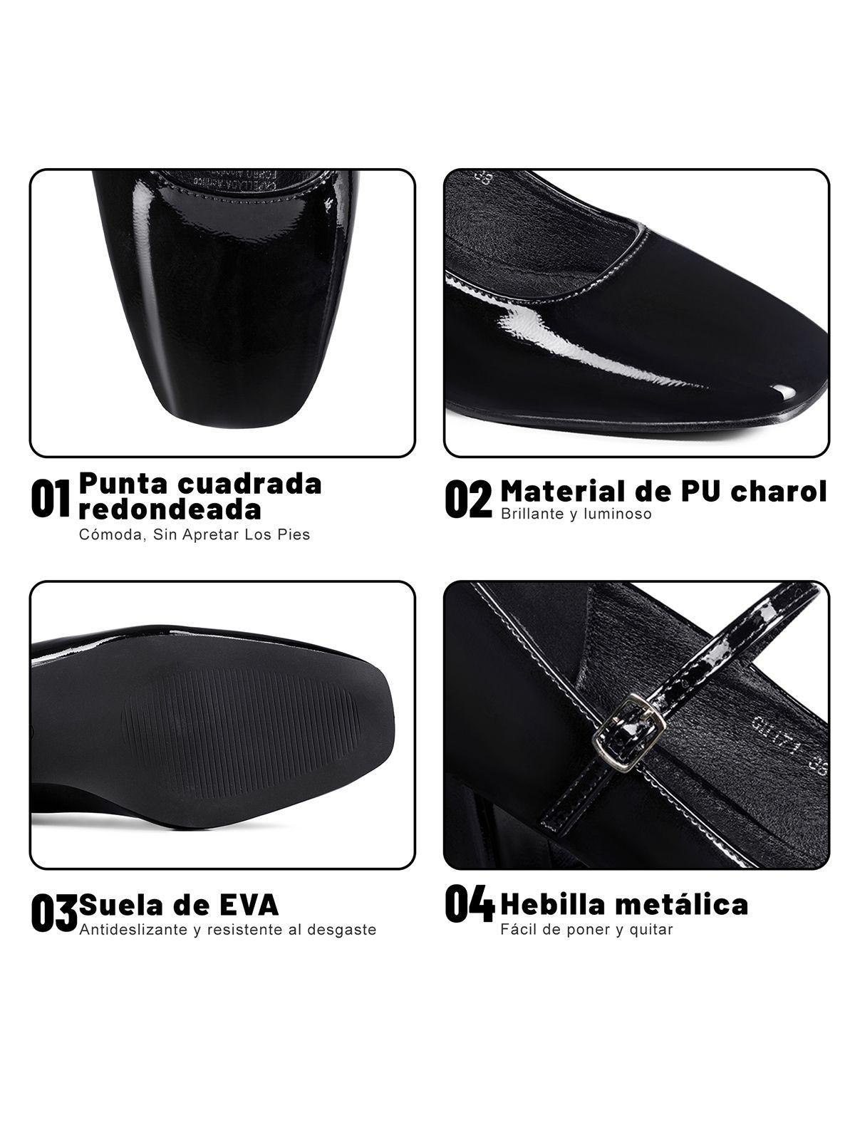 Zapato Taco Grueso Formal Simil Charol Mujer Weide GH171-6