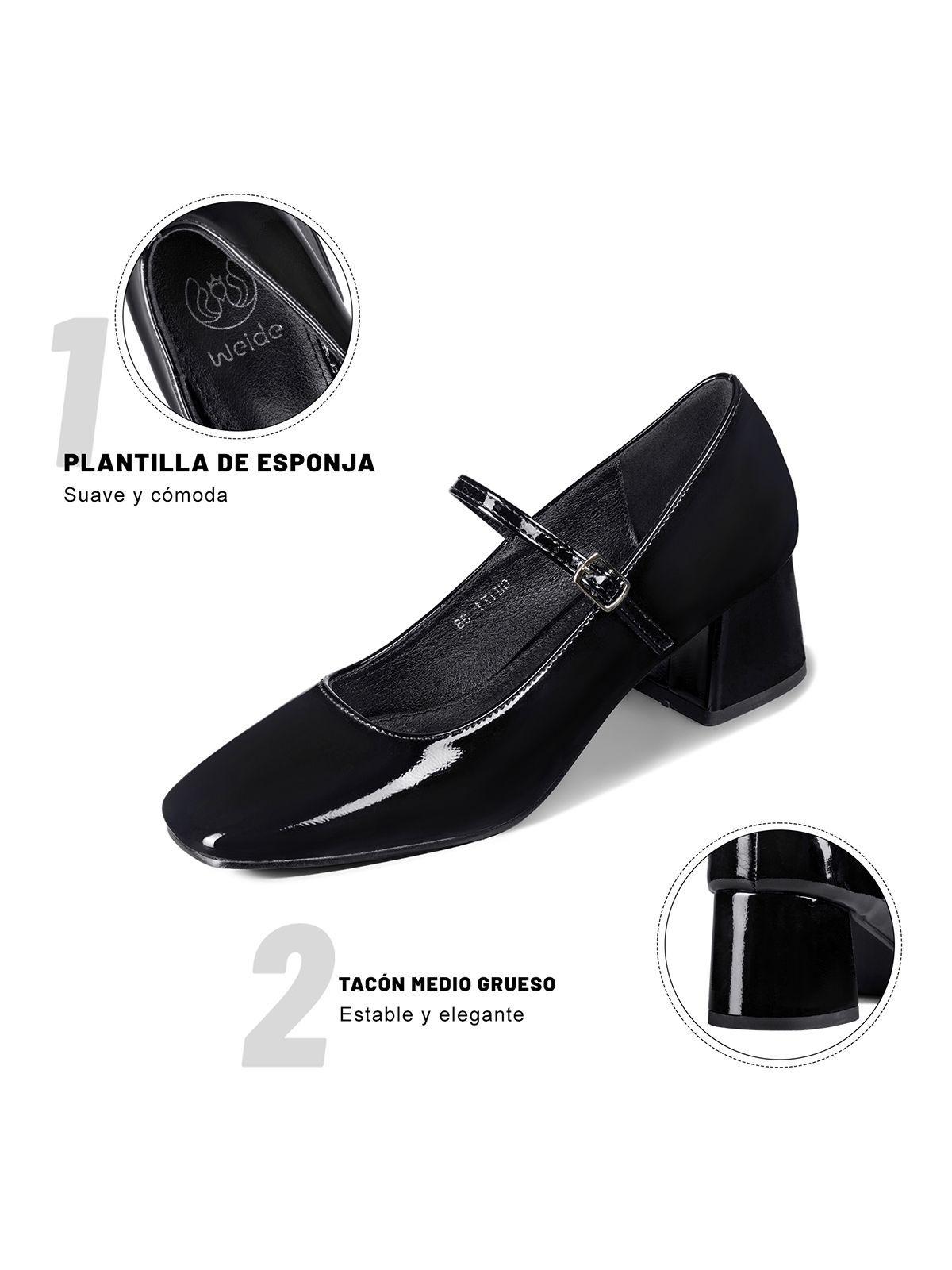 Zapato Taco Grueso Formal Simil Charol Mujer Weide GH171-7