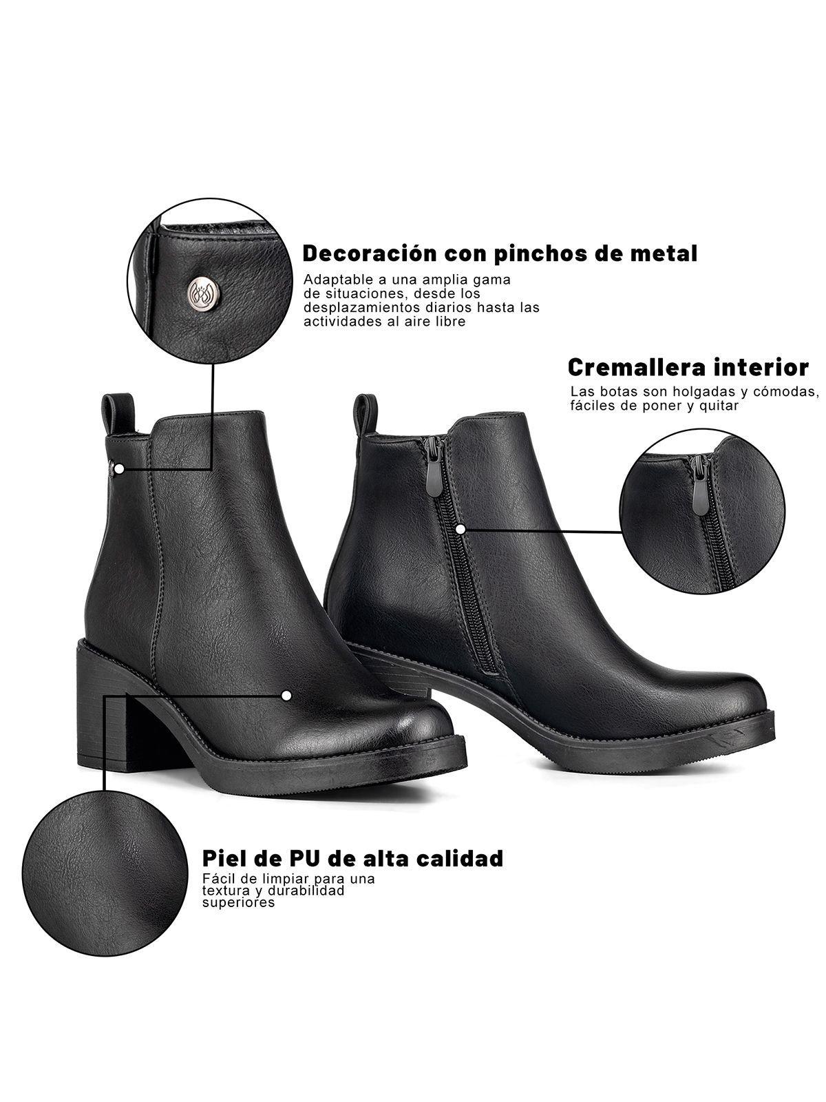 Botin Casual Mujer Eco Cuero Tacon Alto Felpa Weide QBM16-7