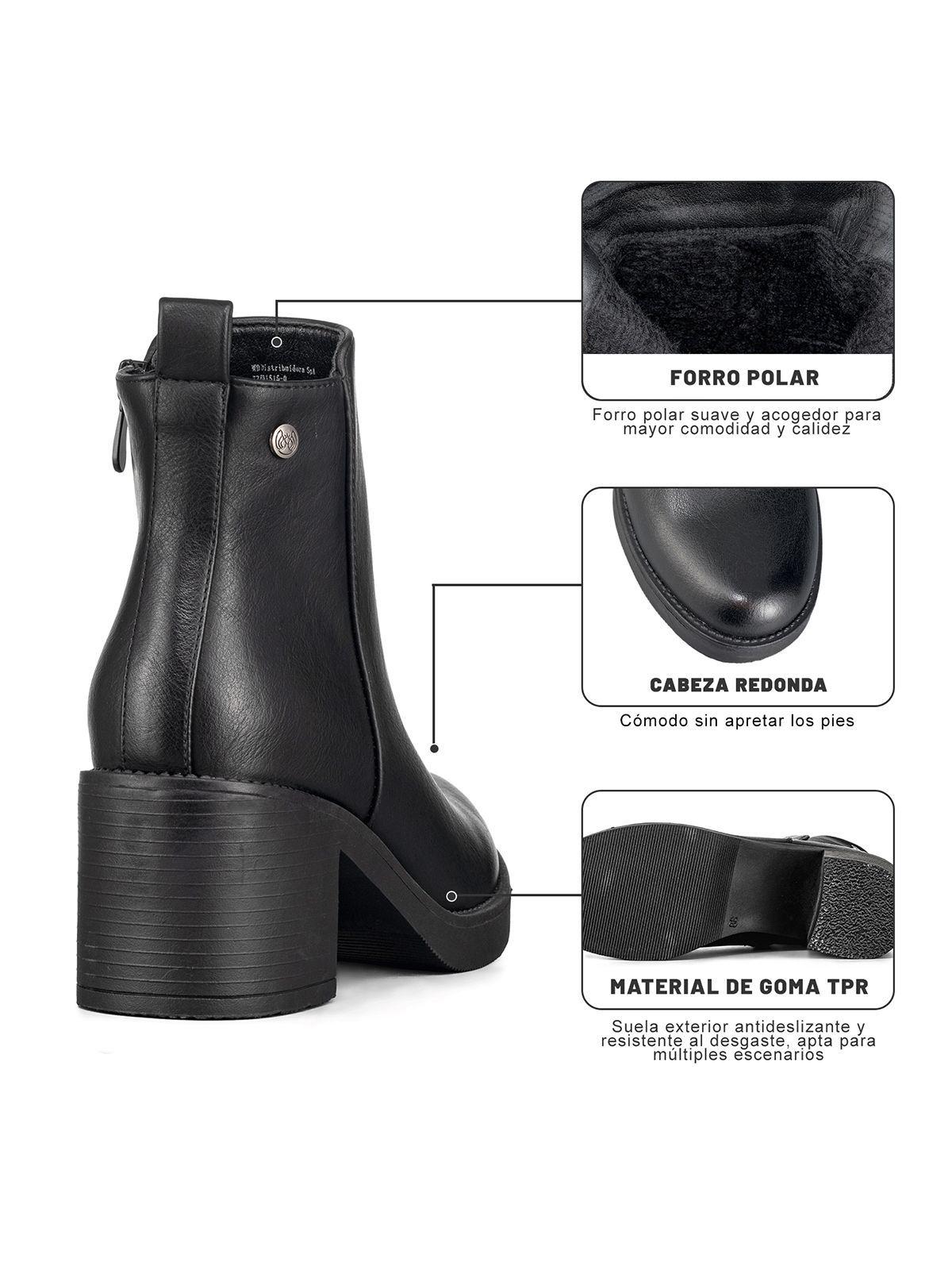 Botin Casual Mujer Eco Cuero Tacon Alto Felpa Weide QBM16-8