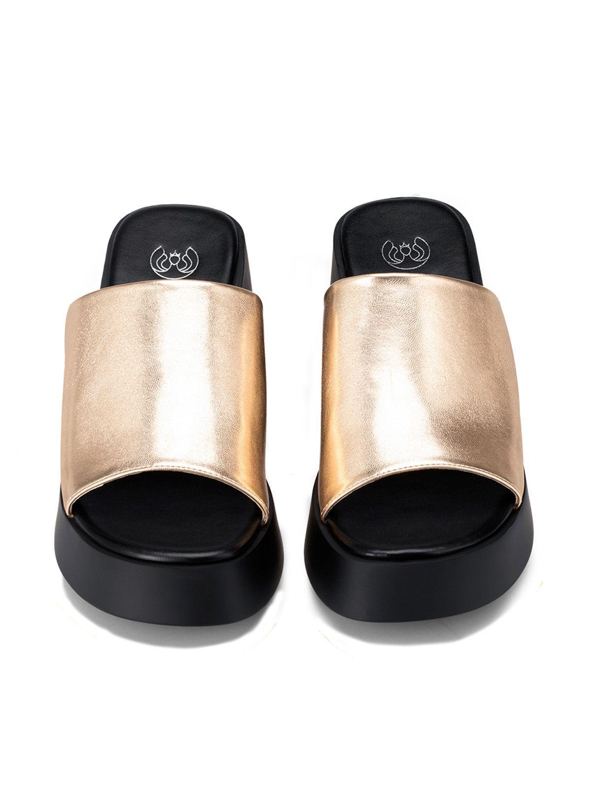 Sandalia Casual Plataforma Dorada Mujer Weide QIU330-5