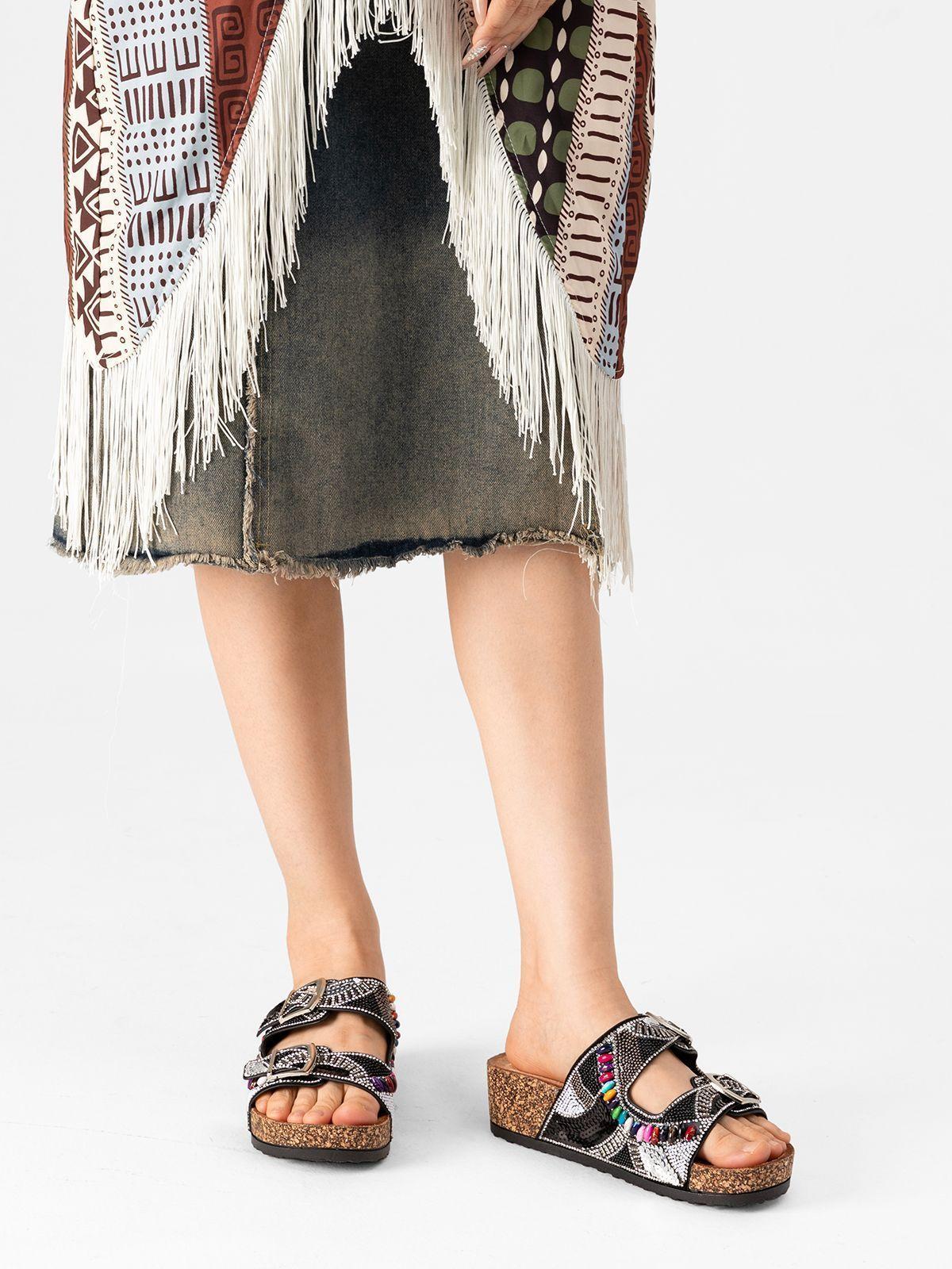 Sandalias Chalas Mujer Vintage Confort Pedrería Weide GH136-2