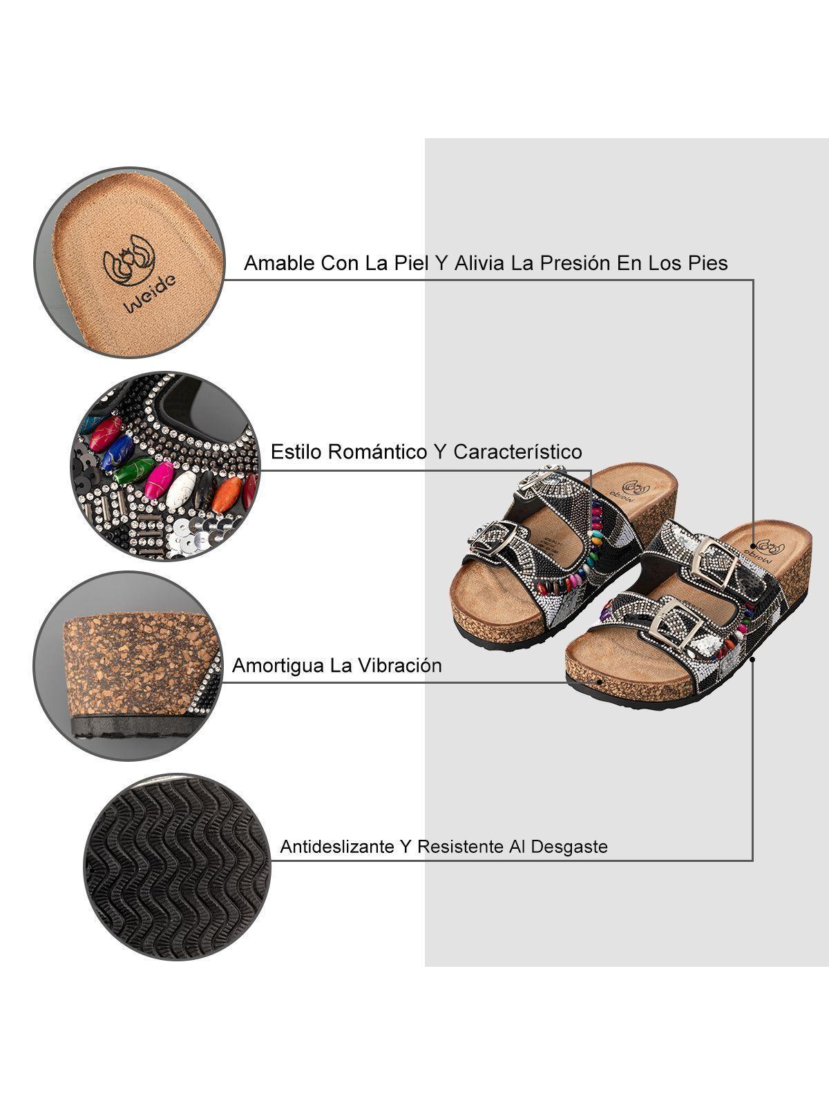 Sandalias Chalas Mujer Vintage Confort Pedrería Weide GH136-7