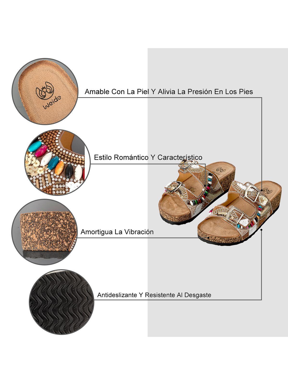 Sandalias Chalas Mujer Vintage Confort Pedrería Weide GH136-7