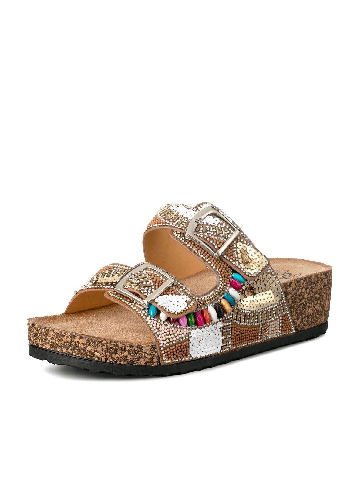 Sandalias Chalas Mujer Vintage Confort Pedrería Weide GH136-0