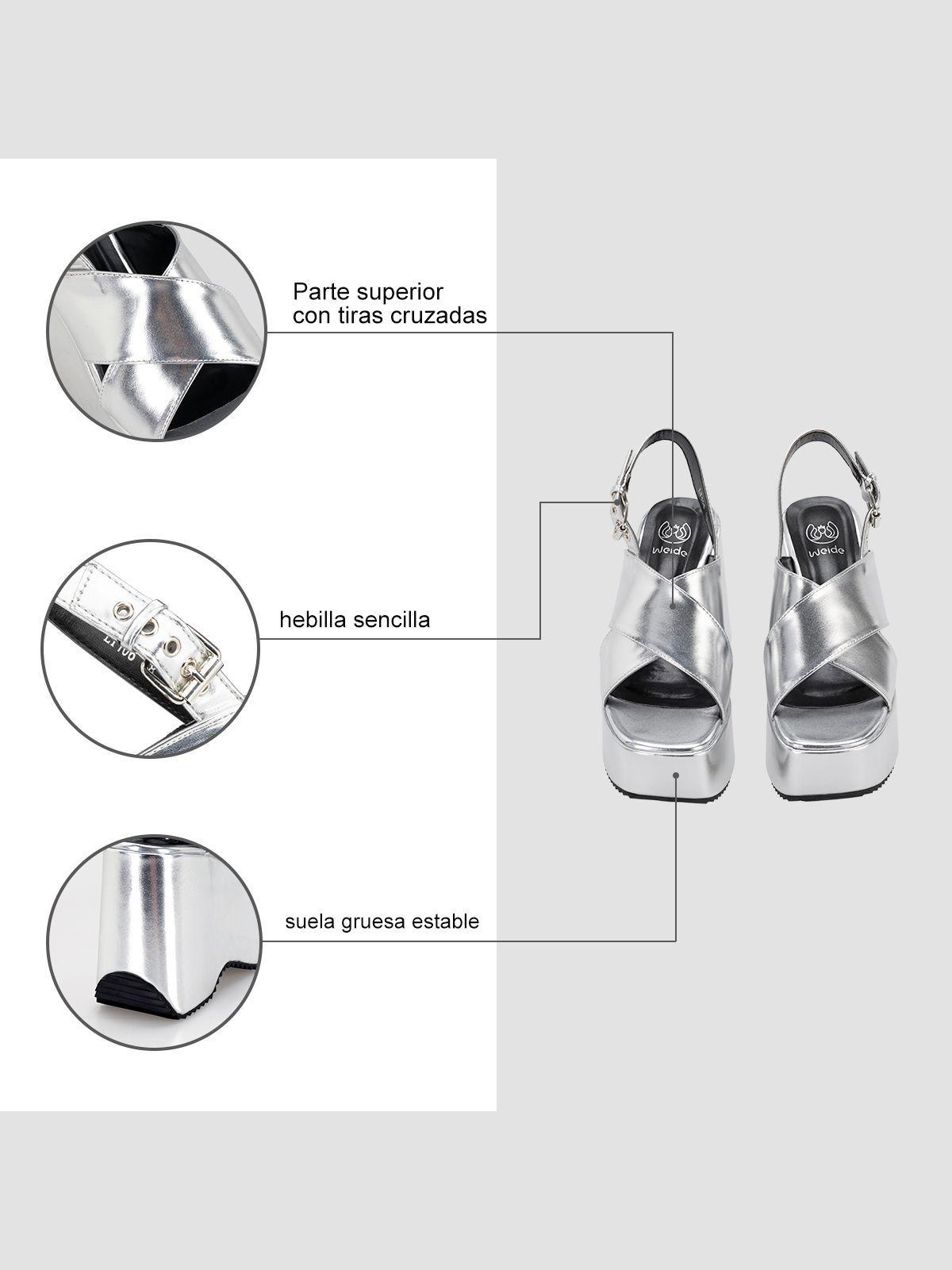 Sandalia Plataforma Plateado Fiesta LT106 Weide-5