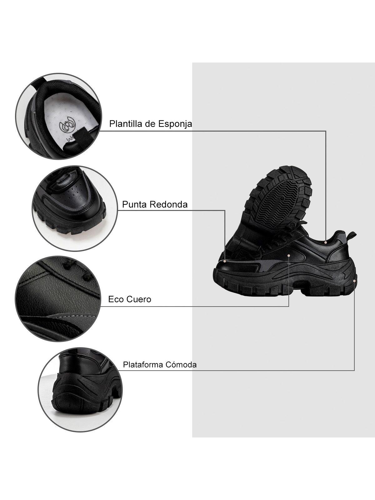 Zapatilla Negro Casual Mujer Weide WLT01-6