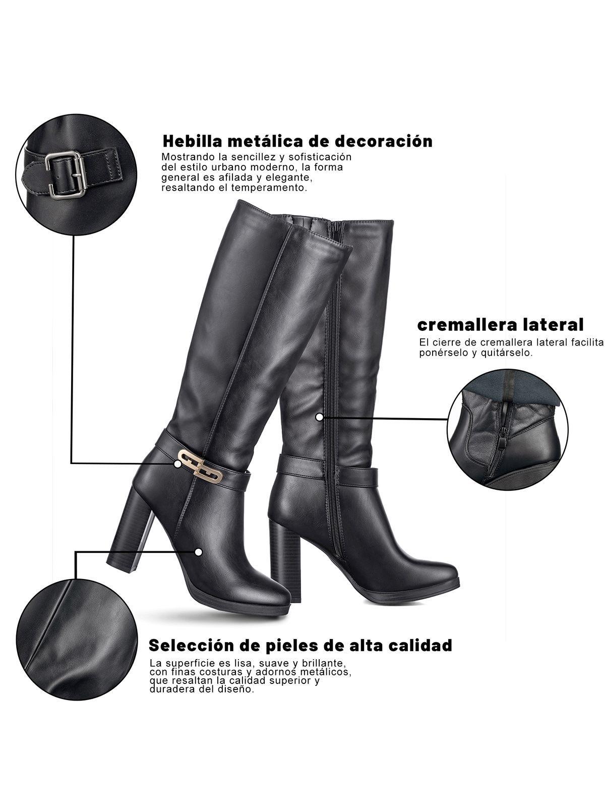 Botas Largas Mujer Tacon Grueso De Moda Vintage Weide QBM12-6