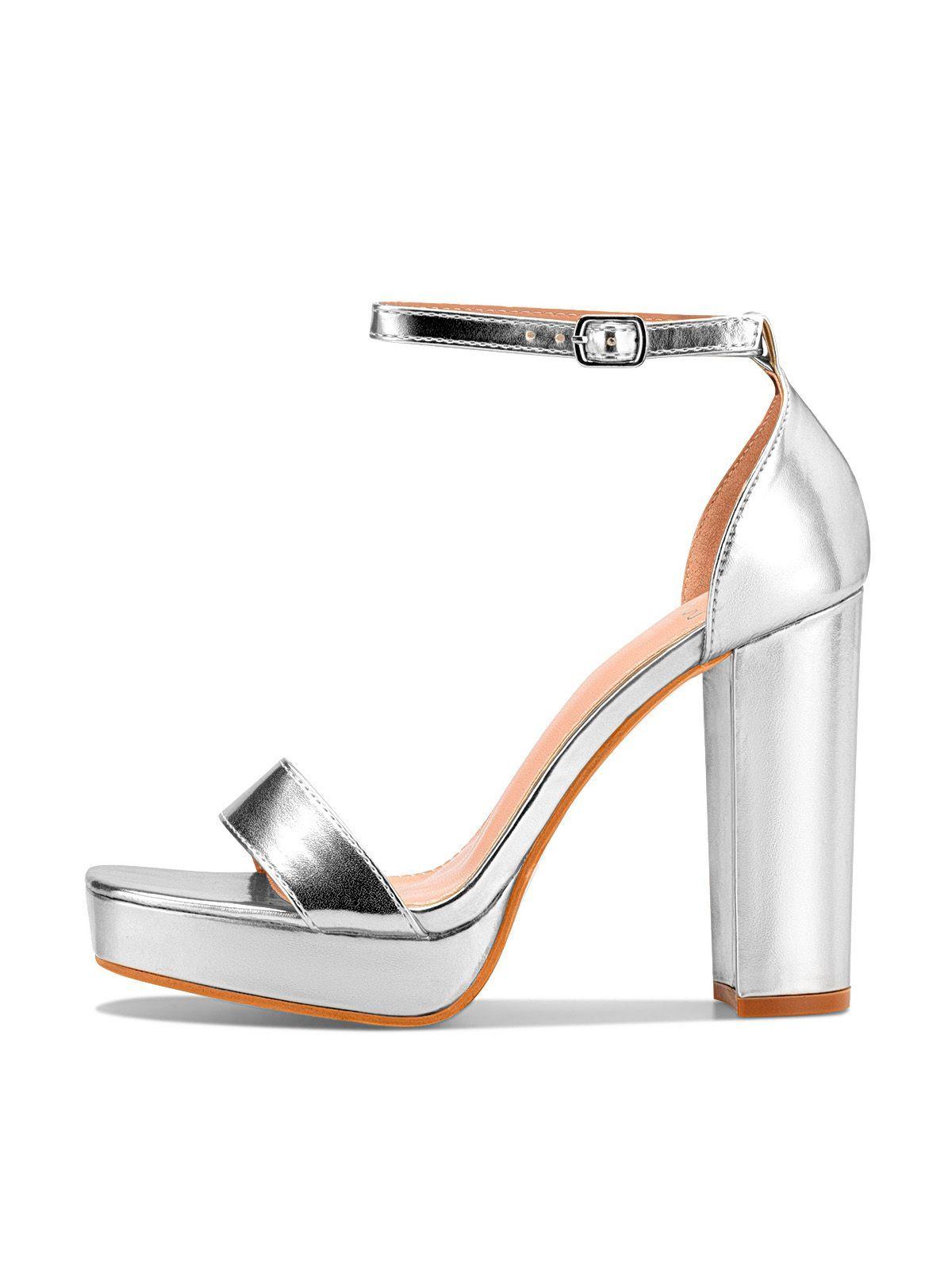 Sandalia Taco Fiesta Plateada Mujer Weide YOU189-4