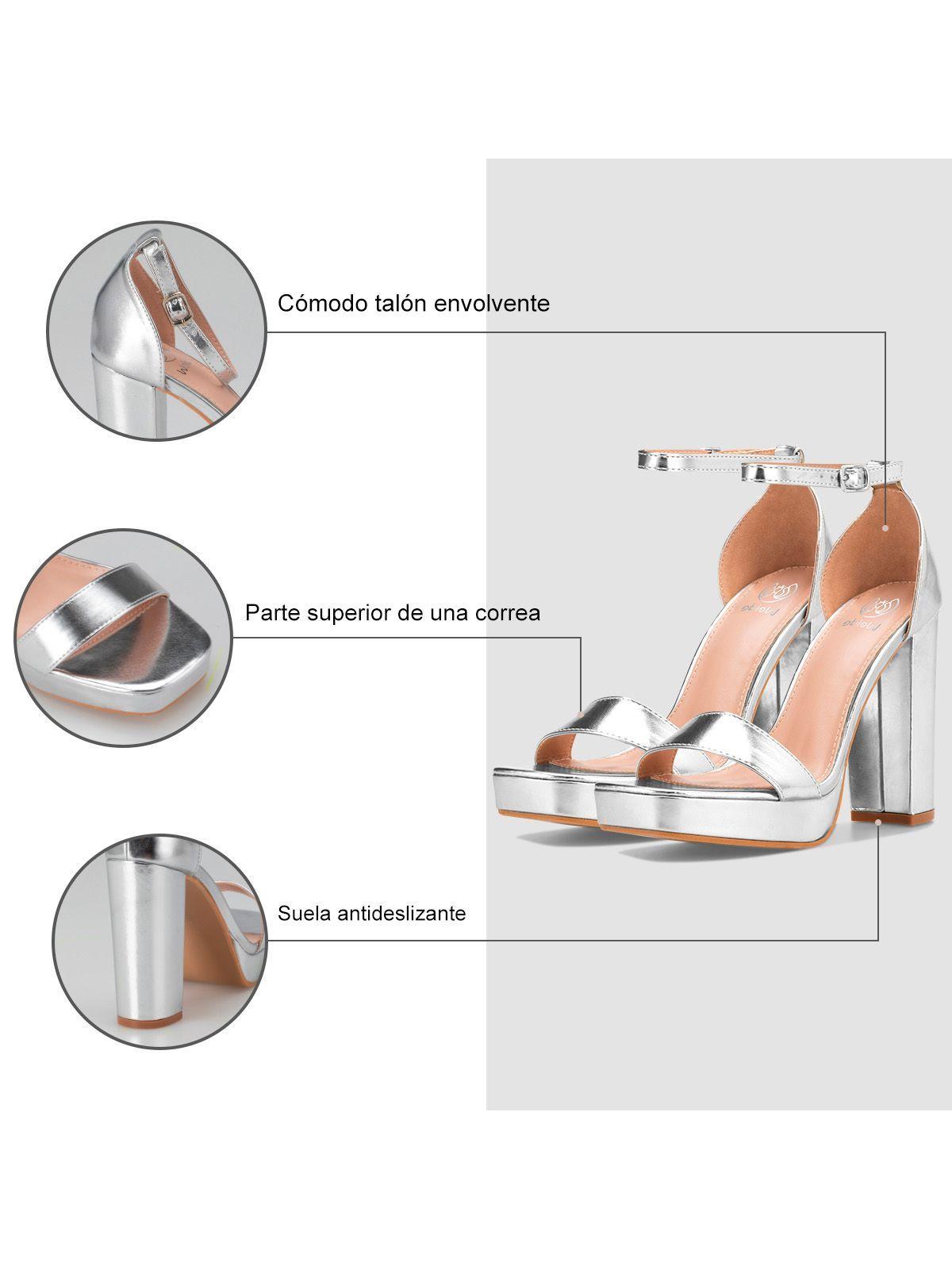 Sandalia Taco Fiesta Plateada Mujer Weide YOU189-7