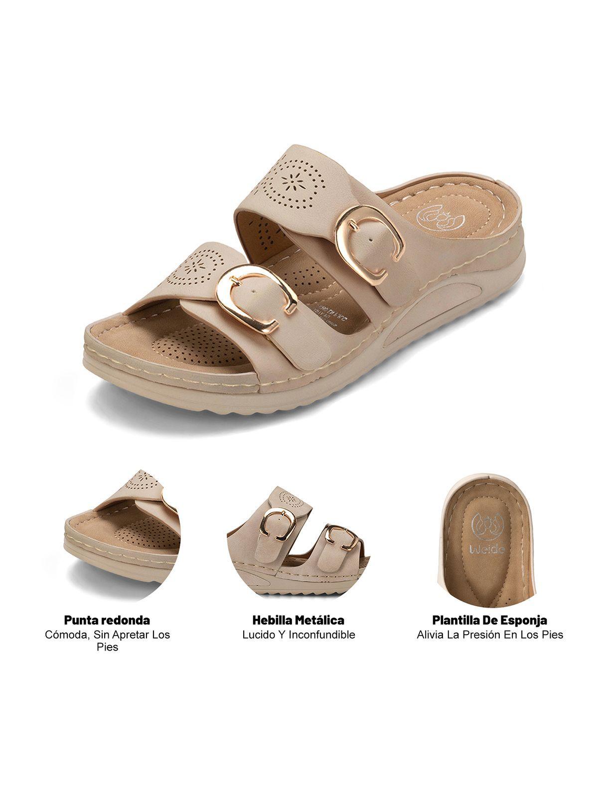 Sandalia Plana Casual Mujer Beige Weide JN31-5