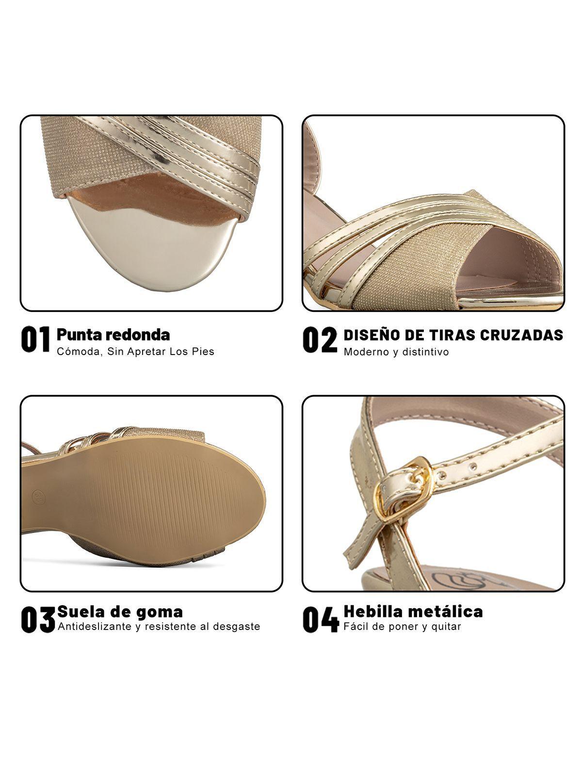 Sandalia Taco Dorado Fiesta Weide QIU257-8