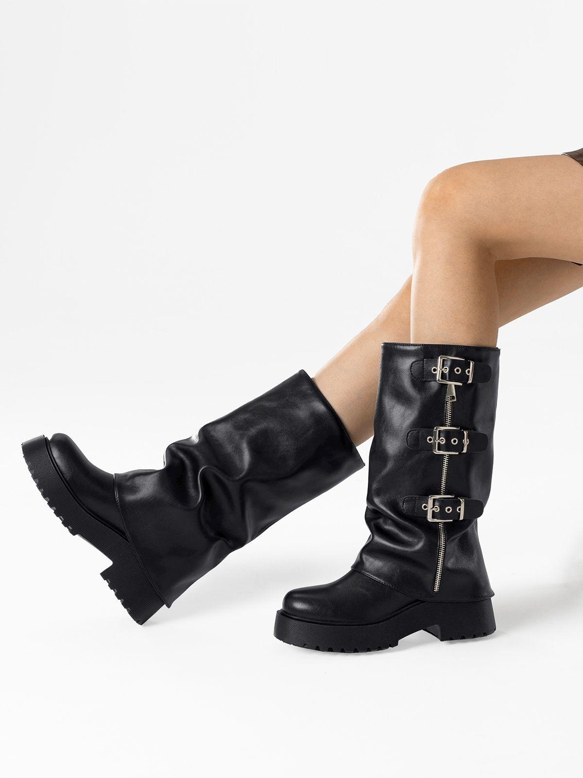 Botas Largas Casual Negro De Moda Mujer Weide RQ80-1