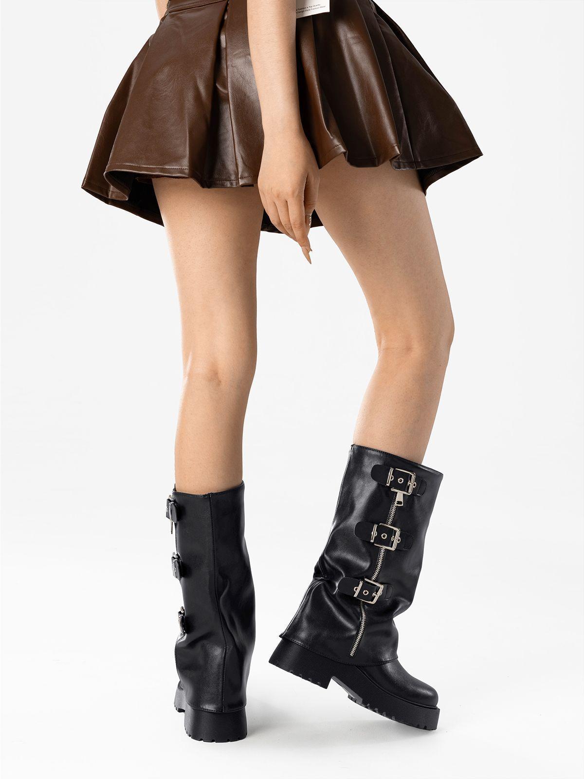 Botas Largas Casual Negro De Moda Mujer Weide RQ80-2